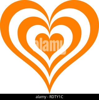 Heart target symbol icon - orange simple, isolated - vector illustration Stock Vector