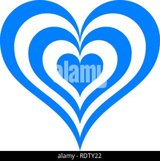 Heart target symbol icon - blue simple, isolated - vector illustration Stock Vector