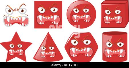Set of monster facial expression illustration Stock Vector