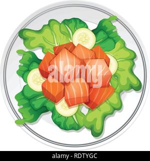 Dish With Fresh Salmon Steak And Vegetables Stock Vector Image & Art 