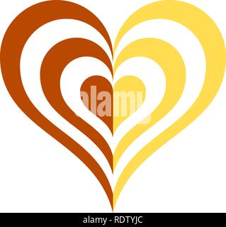 Heart target symbol icon - orange simple, isolated - vector illustration Stock Vector