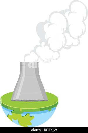 An isolated nuclear power plant illustration Stock Vector