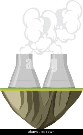 An isolated nuclear power plant illustration Stock Vector