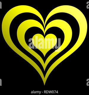 Heart target symbol icon - yellow simple, isolated - vector ...