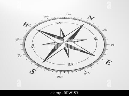 Wind Rose Symbol on White Background 3D Illustration Stock Photo