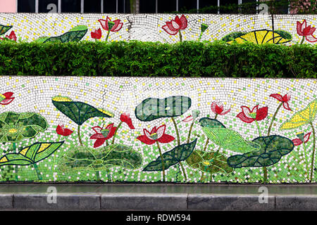 Hanoi, VIETNAM - JANUARY 12, 2015 - Ceramic mosaic mural in Hanoi Stock Photo