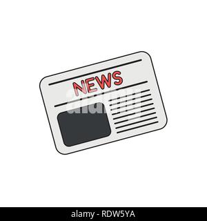 Vector illustration icon concept of newspaper. Colored and black outlines. Stock Vector