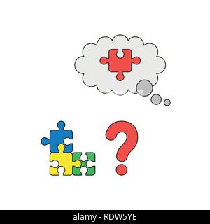 Three puzzle pieces connected black and white vector illustration Stock ...