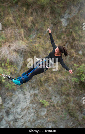 Known for creating bungy jumping, the AJ Hackett Bungy Kawarau Bungy Centre is a popular destination for adventure activities located in the Kwarau Go Stock Photo