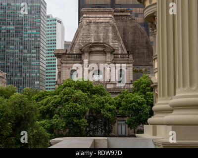 RIO DE JANEIRO, RJ , BRAZIL - December 27, 2018:  View of the top side of Museu de Belas artes from the second floor of the National Library Stock Photo