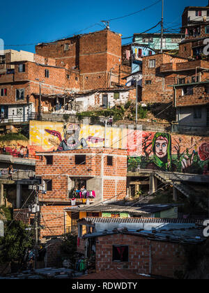 Dec 23 2018, Medellin Colombia - Street Art in Comuna 13 in Medellin Stock Photo