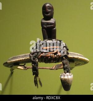 Arm band from Kankanay, Northern Luzon, boars tusks, wood, animal teeth, raffia ties, shell, Honolulu Stock Photo