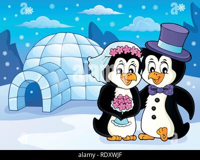 Penguin wedding theme image 2 - eps10 vector illustration. Stock Vector