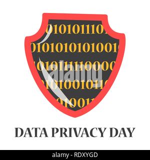 Data privacy day global holiday. Digital information security awareness day. Banner for website about data protect. Unofficial january holiday. Stock Vector