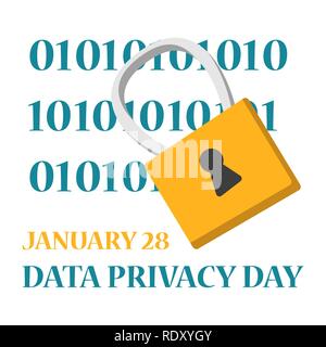 Data privacy day global holiday. Digital information security awareness day. Banner for website about data protect. Unofficial january holiday. Stock Vector