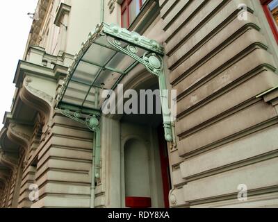 Art Deco awning in Prague pic1. Stock Photo