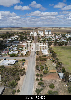 Aerial of the service town of Lock on the Eyre Peninsula South ...