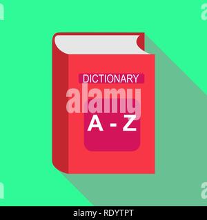 Flat color dictionary book icon, long shadow Stock Vector