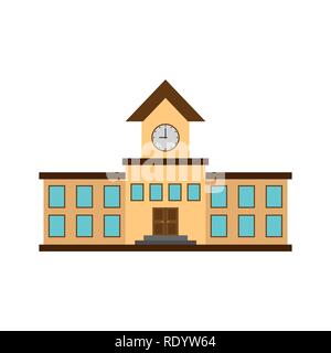 Office building color icon with a clock Stock Vector