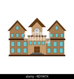 Office building color icon with a clock Stock Vector