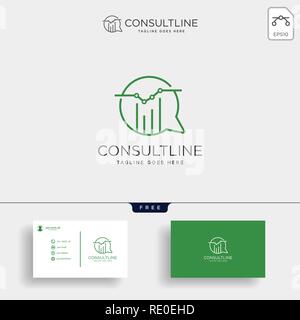 chart consulting, business consult creative logo template vector illustration with business card Stock Vector