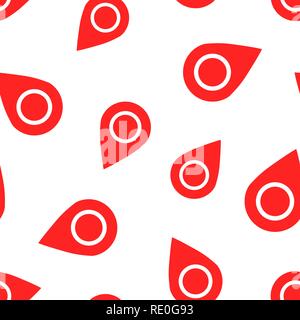 Pin map icon seamless pattern background. Gps navigation concept vector illustration. Target destination symbol pattern. Stock Vector