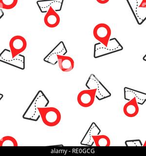 Pin map icon seamless pattern background. Gps navigation concept vector illustration. Target destination symbol pattern. Stock Vector