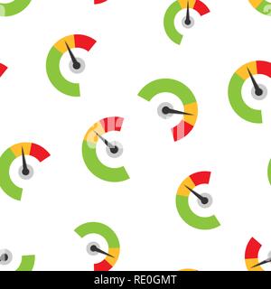 Meter dashboard icon seamless pattern background. Credit score indicator level vector illustration. Gauges with measure scale symbol pattern. Stock Vector