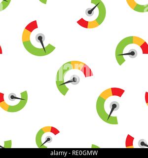 Meter dashboard icon seamless pattern background. Credit score indicator level vector illustration. Gauges with measure scale symbol pattern. Stock Vector