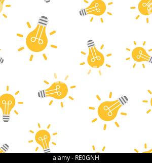 Light bulb icon seamless pattern background. Lightbulb vector illustration. Lamp idea symbol pattern. Stock Vector