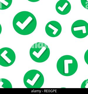 Check mark icon seamless pattern background. Ok, accept vector illustration. Tick symbol pattern. Stock Vector