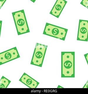 Dollar currency banknote icon seamless pattern background. Dollar cash vector illustration. Banknote bill symbol pattern. Stock Vector