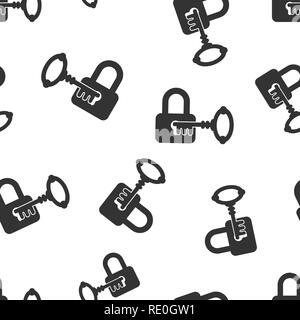 Key with padlock icon seamless pattern background. Access login vector illustration. Lock keyhole symbol pattern. Stock Vector