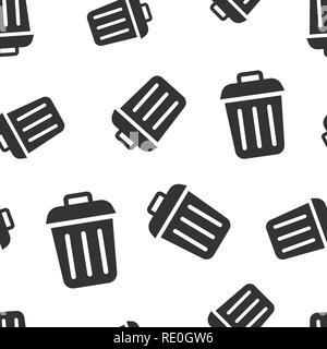 Trash bin garbage icon seamless pattern background. Trash bucket vector illustration. Garbage basket symbol pattern. Stock Vector