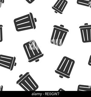 Trash bin garbage icon seamless pattern background. Trash bucket vector illustration. Garbage basket symbol pattern. Stock Vector
