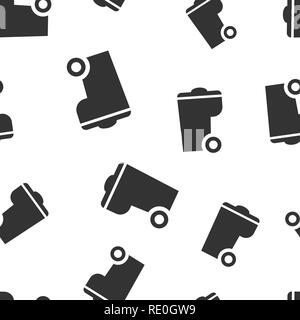 Trash bin garbage icon seamless pattern background. Trash bucket vector illustration. Garbage basket symbol pattern. Stock Vector