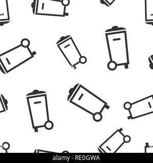 Trash bin garbage icon seamless pattern background. Trash bucket vector illustration. Garbage basket symbol pattern. Stock Vector