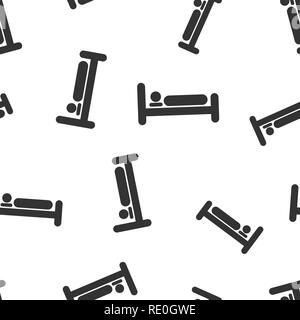 Bed icon seamless pattern background. Sleep bedroom vector illustration. Relax sofa symbol pattern. Stock Vector