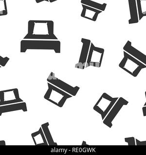 Bed icon seamless pattern background. Sleep bedroom vector illustration. Relax sofa symbol pattern. Stock Vector