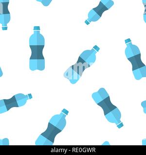 Water bottle icon seamless pattern background. Plastic soda bottle vector illustration. Liquid water symbol pattern. Stock Vector