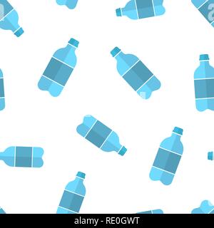 Water bottle icon seamless pattern background. Plastic soda bottle vector illustration. Liquid water symbol pattern. Stock Vector