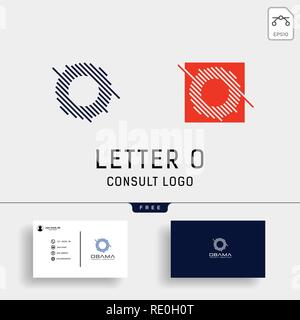 Letter O Business consult logo template with business card grid line icon elements isolated Stock Vector