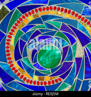 Colorful glass spiral tile abstract outside the Glazer Children's Museum in Tampa, Florida Stock Photo