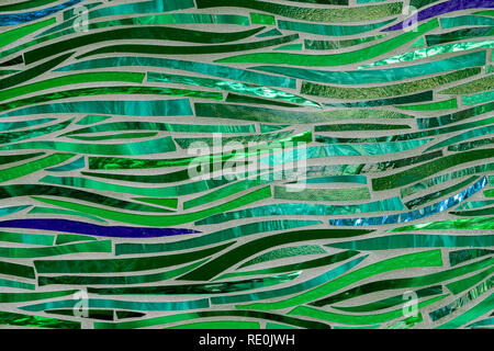 Colorful green glass tile abstract outside the Glazer Children's Museum in Tampa, Florida Stock Photo