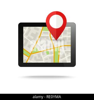 Tablet computer with City Map Stock Vector