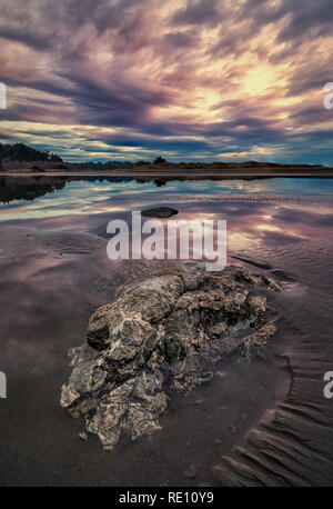 Color image of a beautiful sunset overlooking the Pacific Ocean in Northern California. Stock Photo