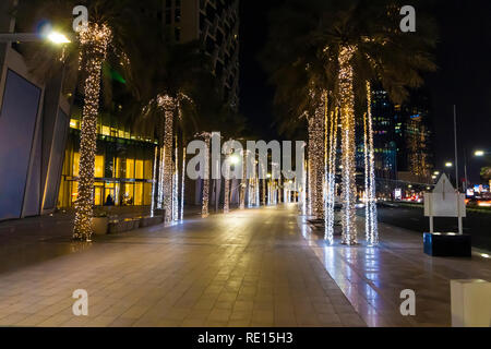 Walk through the streets of the night in Dubai. Stock Photo