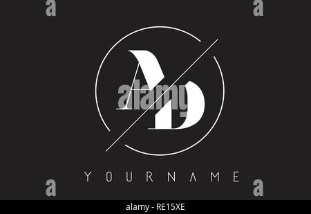AD Letter Logo with Cutted and Intersected Design and Round Frame ...