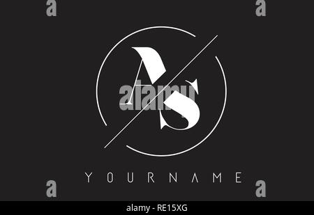 AS Letter Logo with Cutted and Intersected Design and Round Frame ...