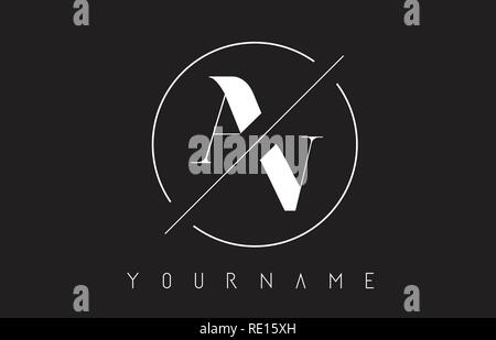 AV Letter Logo with Cutted and Intersected Design and Round Frame Vector Illustration Stock Vector
